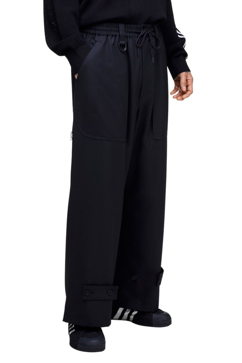 Sport Uniform Oversize Wide Leg Drawstring Pants, Main, color, BLACK