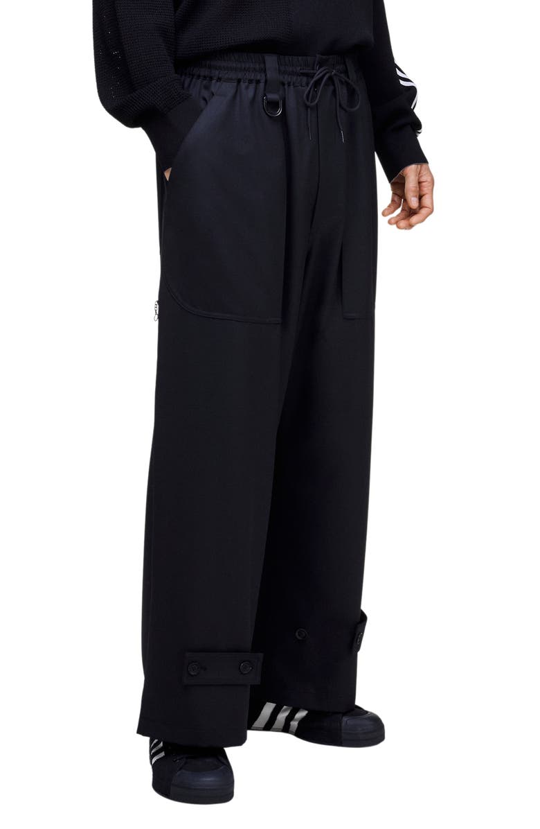 Y-3 Sport Uniform Oversize Wide Leg Drawstring Pants, Main, color, Black