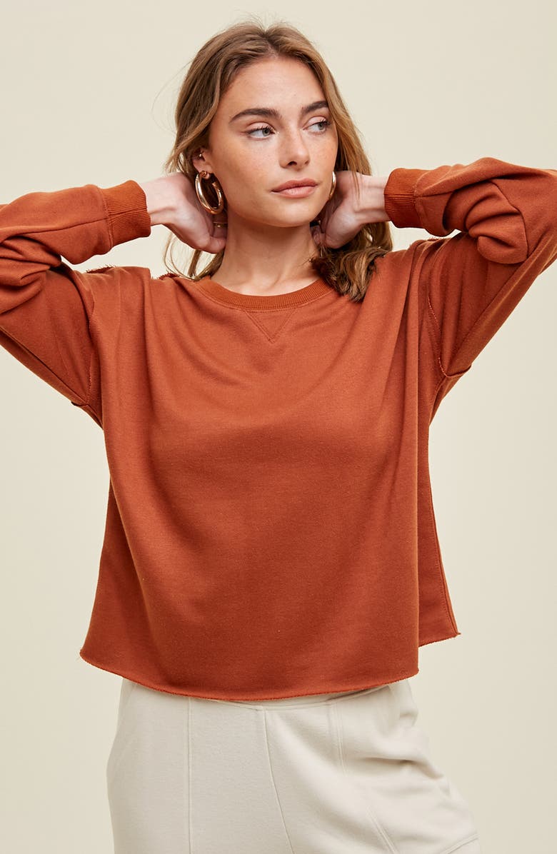 WISHLIST French Terry Knit Top, Alternate, color, Brick