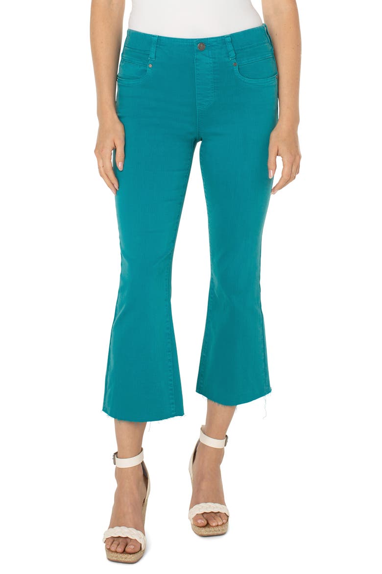 Gia Glider Pull-On Raw Hem Crop Flare Pants, Main, color, LAKE BLUE