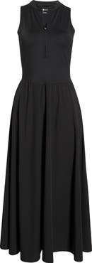 Zella Atlas Zip Front Sleeveless Midi Dress