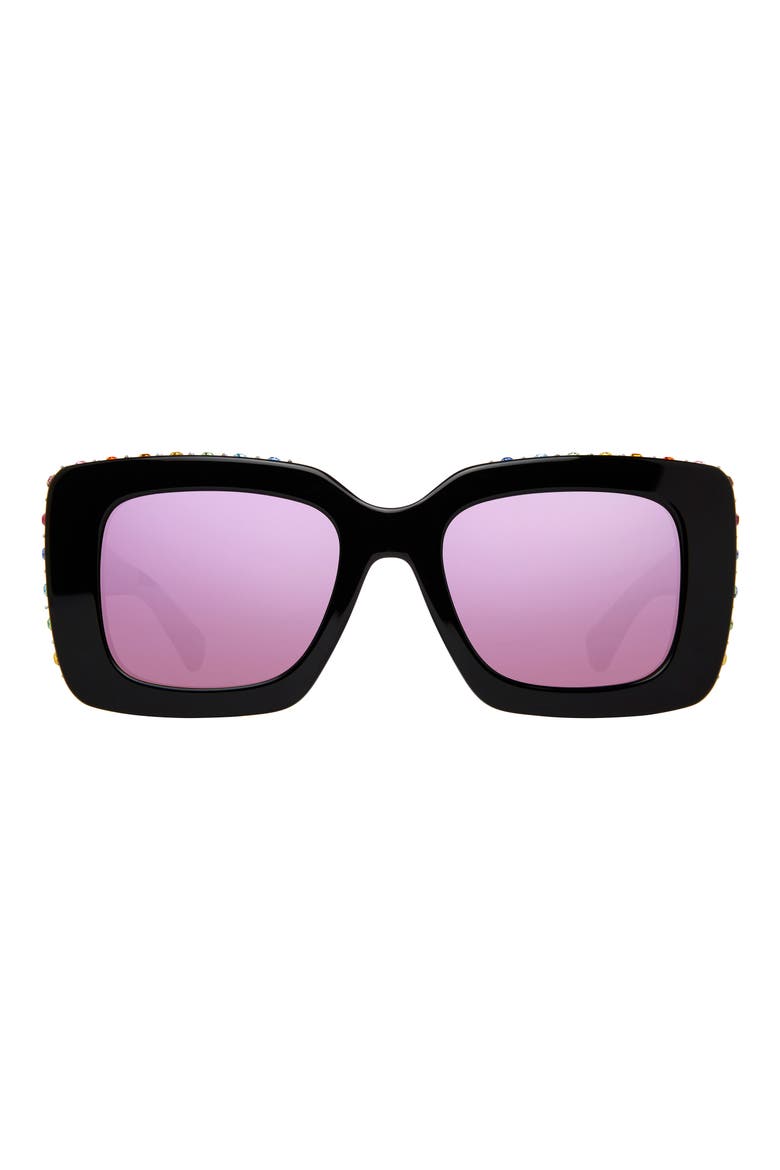 52mm Square Sunglasses, Main, color, BLACK/ RAINBOW