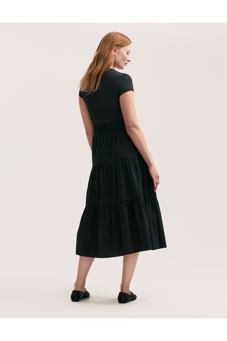 Harleen Cotton Tiered Midi Skirt, Alternate, color, Black