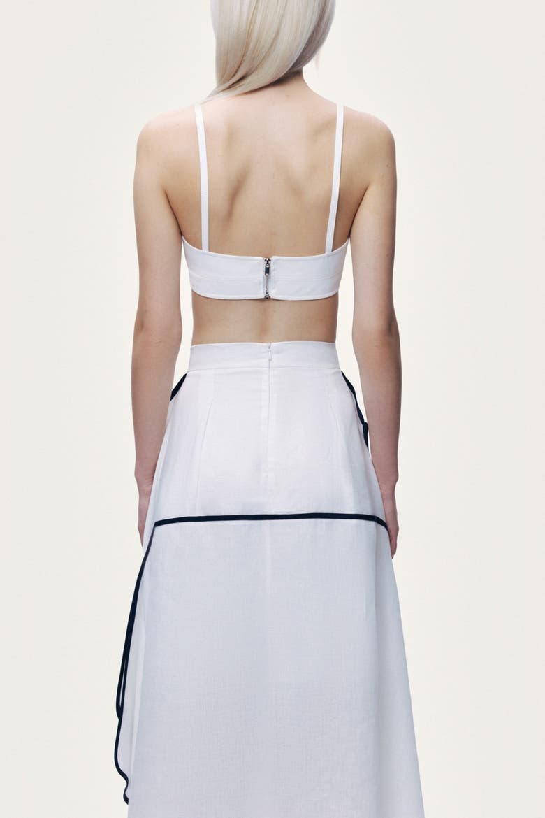 Contrast Trim Asymmetric Hem Skirt, Alternate, color, Ivory