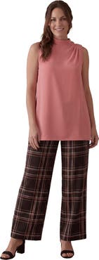 Jessica London Stretch Knit Crepe Draped Tunic