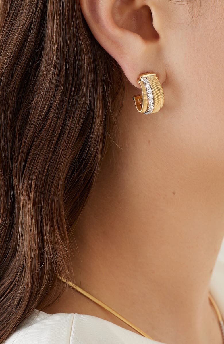 Marco Bicego Masai 18K Gold Coil & Diamond Hoop Earrings, Alternate, color, 18K Yellow Gold