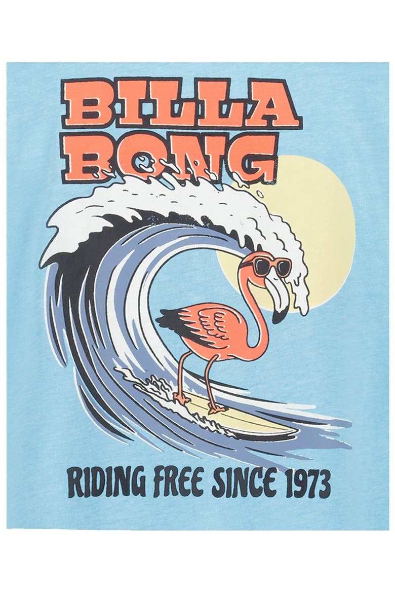 Kids' Flamingo Surf Cotton Graphic T-Shirt, Alternate, color, AQUA HEATHER