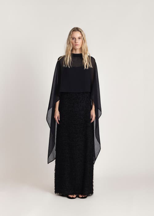 Alas High Neck Bridal Cape In Black