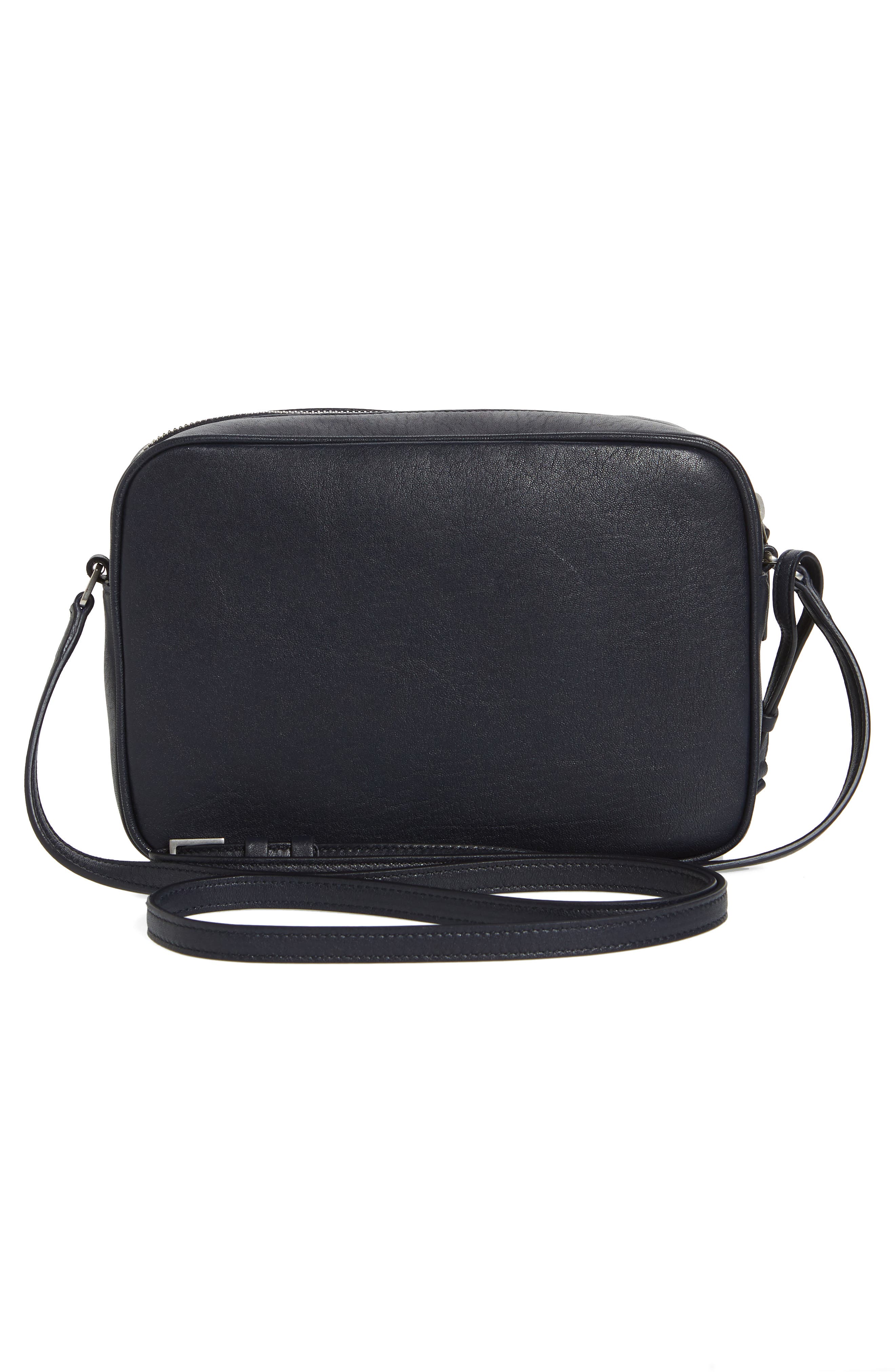 Small Mono Leather Camera Bag, Alternate, color, DEEP MARINE