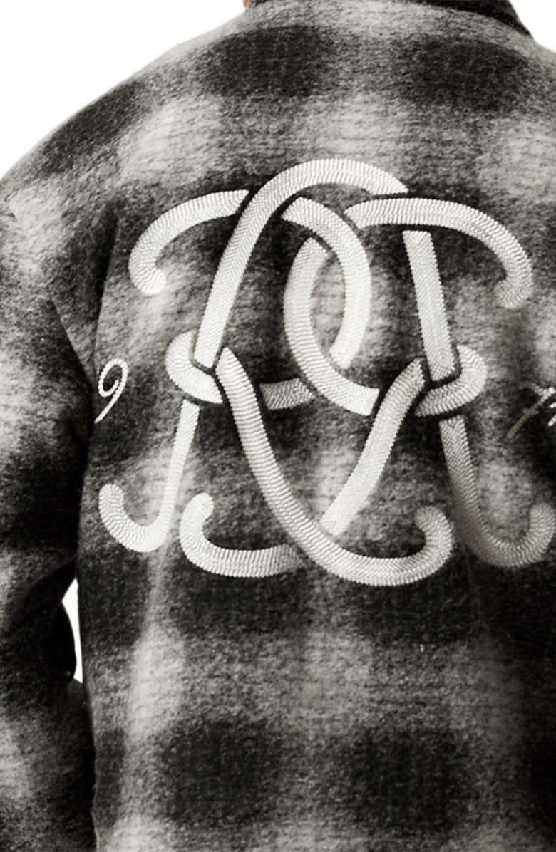 Reiss Barton Graphic Fleec Shirt Jacket, Alternate, color, Black/ White