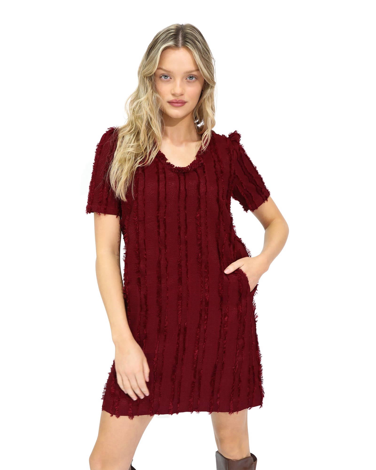 Solana Boho Fringe Shift Mini Dress - image 3