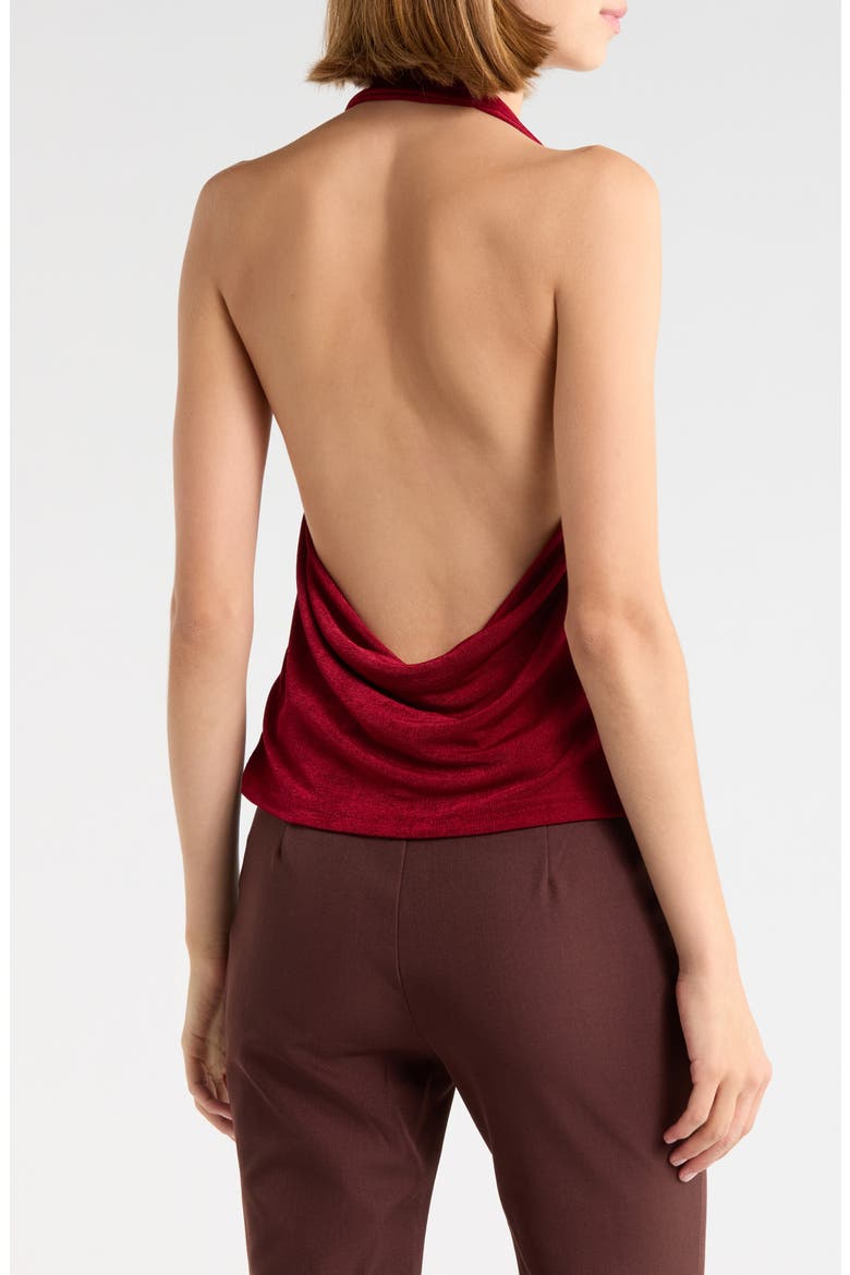 Marvelle Plunge Hardware Halter Top, Alternate, color, RED