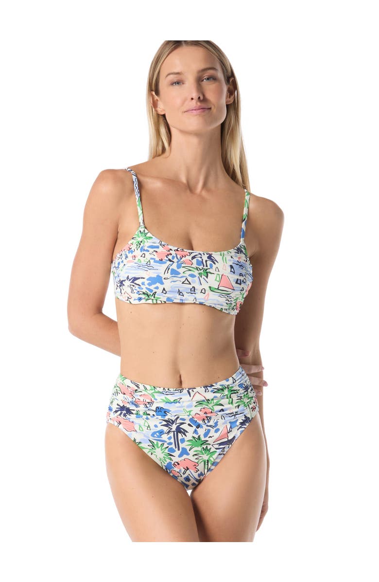 Kate Spade New York Coastal Town Shirred Bralette Swim Top, Alternate, color, Multi
