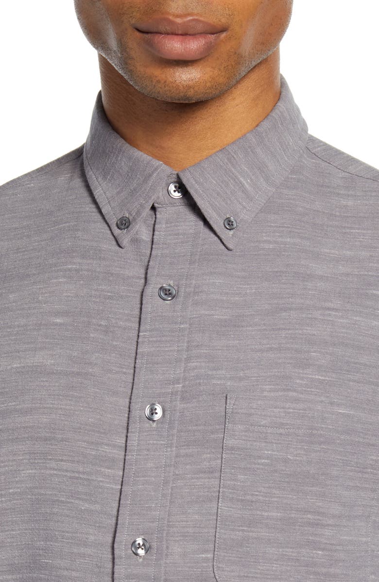 Club Monaco Slim Fit Mélange Flannel Button-Down Shirt, Alternate, color,