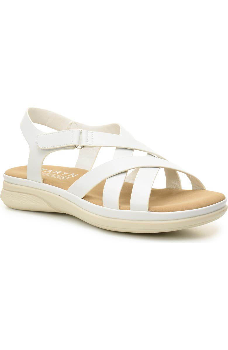 Taryn Rose Lasercut Slide Sandal, Main, color, White