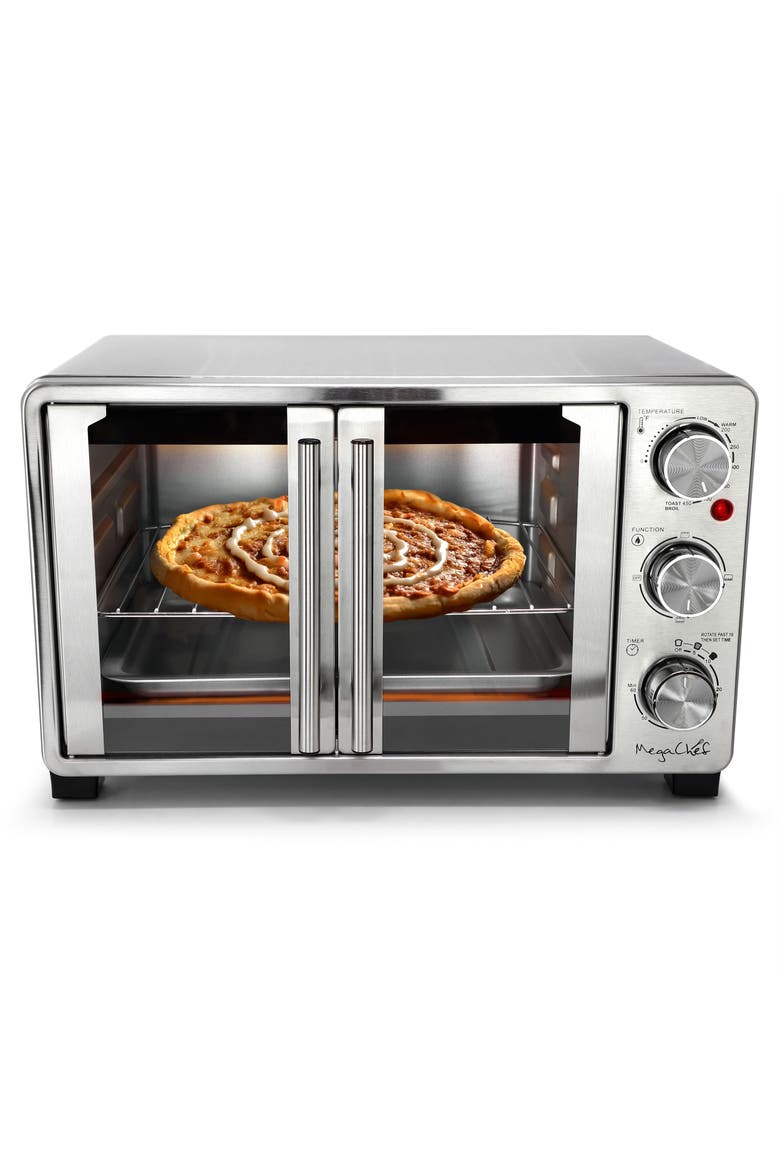 French Door Multi-Function Electric Toaster Oven with Temperature Control and Timer, Main, color, Grey