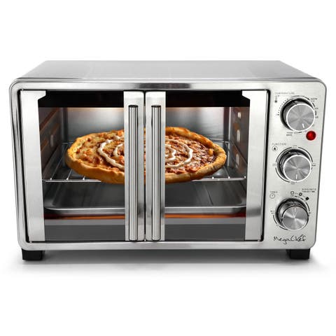 French Door Multi-Function Electric Toaster Oven with Temperature Control and Timer