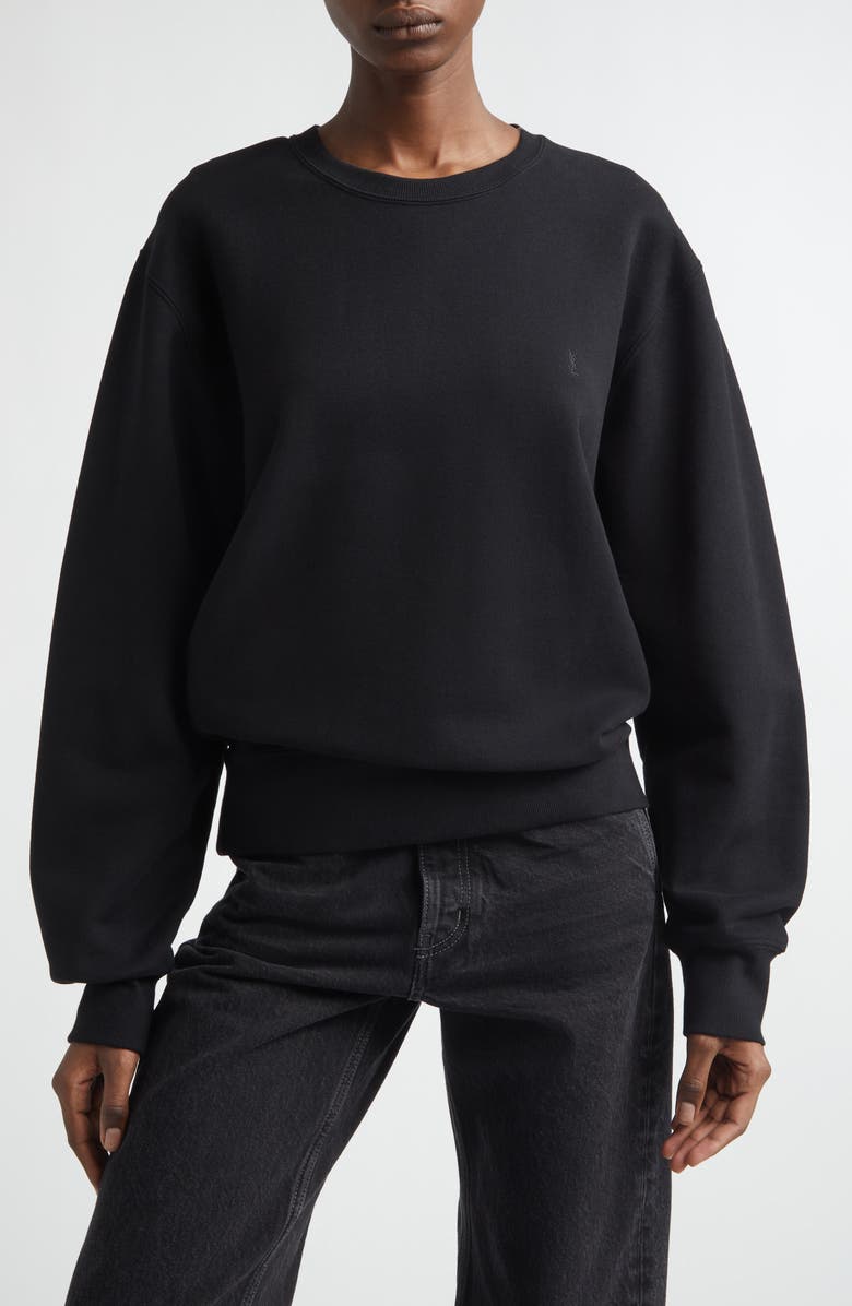 Saint Laurent Cassandre Sweatshirt, Main, color, Noir