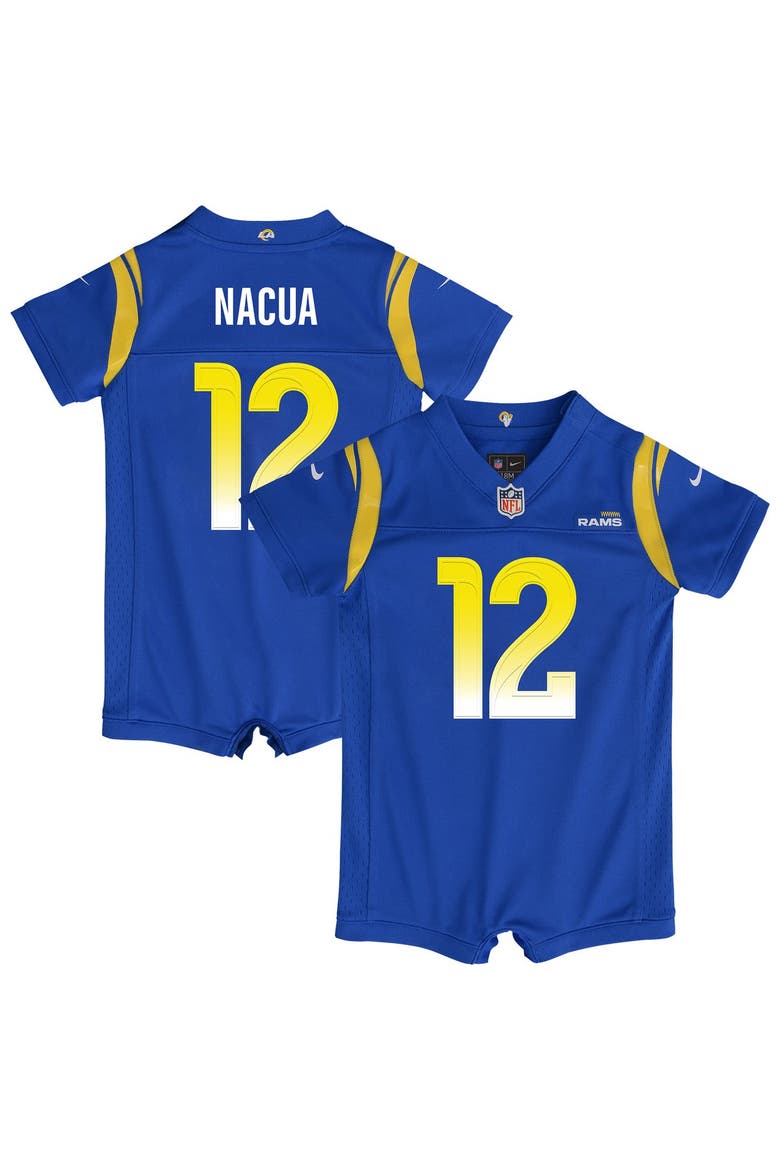 Newborn Nike Puka Nacua Royal Los Angeles Rams Romper Game Jersey, Main, color, Royal