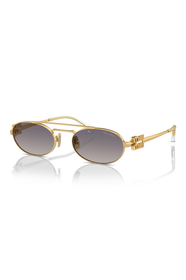 53mm Oval Sunglasses, Alternate, color, GOLD / BLUE MIRROR SILVER