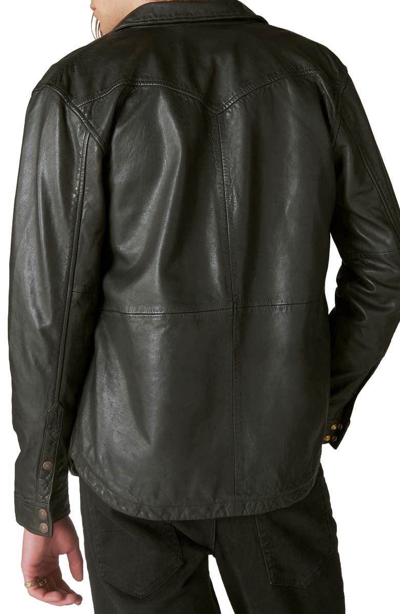Lucky Brand Leather Western Shirt Jacket, Alternate, color, 