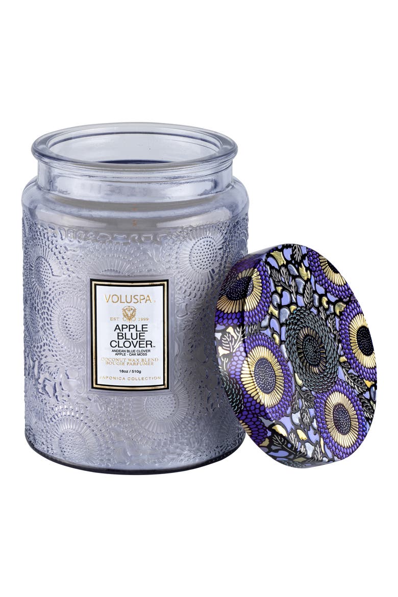 Apple Blue Clover Large Jar Candle, Main, color, APPLE BLUE CLOVER