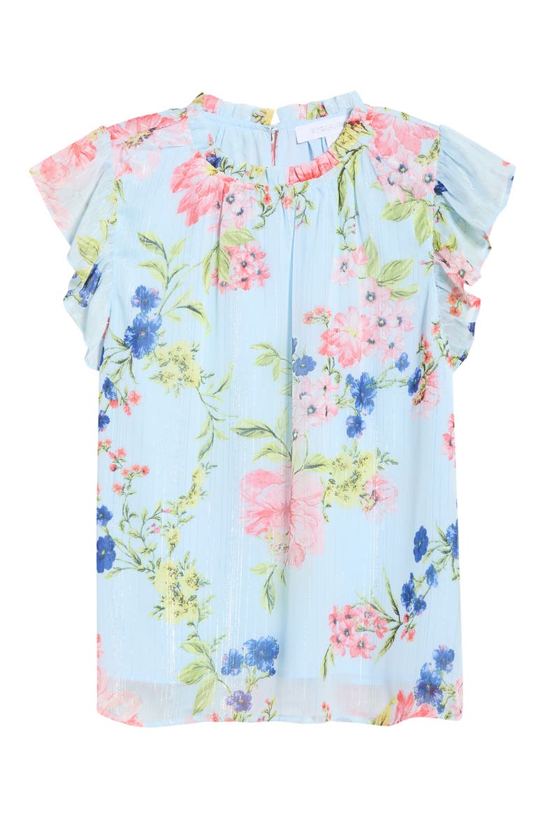 Missa Floral Veda Cap Sleeve Top, Alternate, color, BLUE-PINK