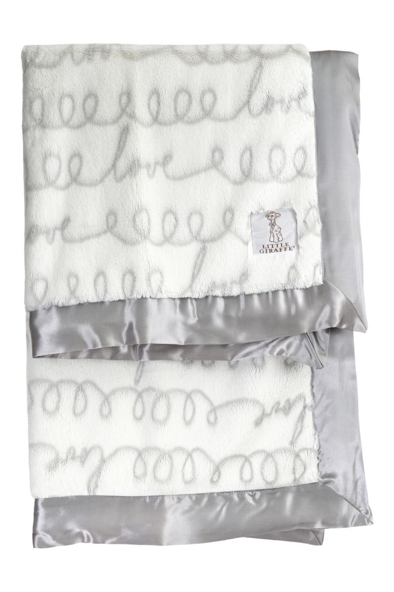 Luxe Love Scribble Faux Fur Baby Blanket, Main, color, SILVER