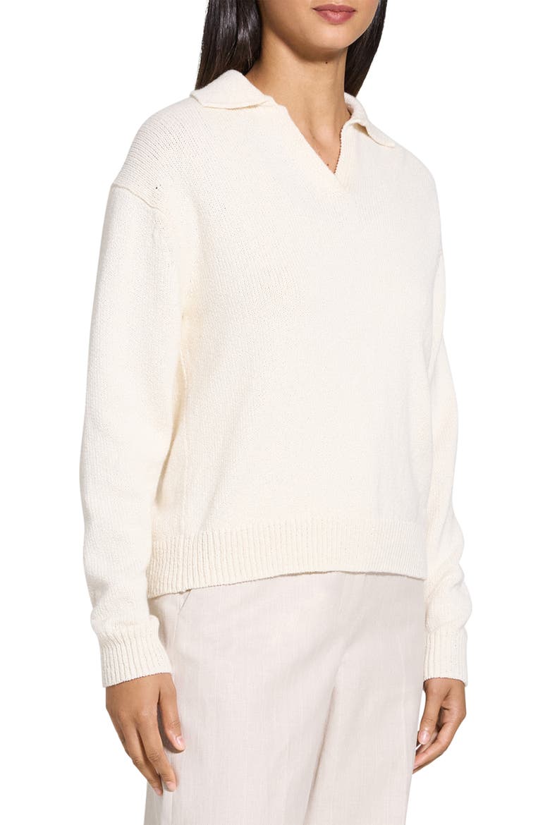 Cotton & Wool Polo Sweater, Alternate, color, OFF WHITE
