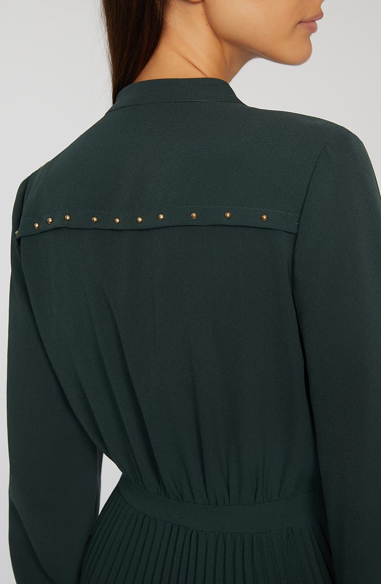 Elie Tahari The Alania Pleated Long Sleeve Midi Dress, Alternate, color,