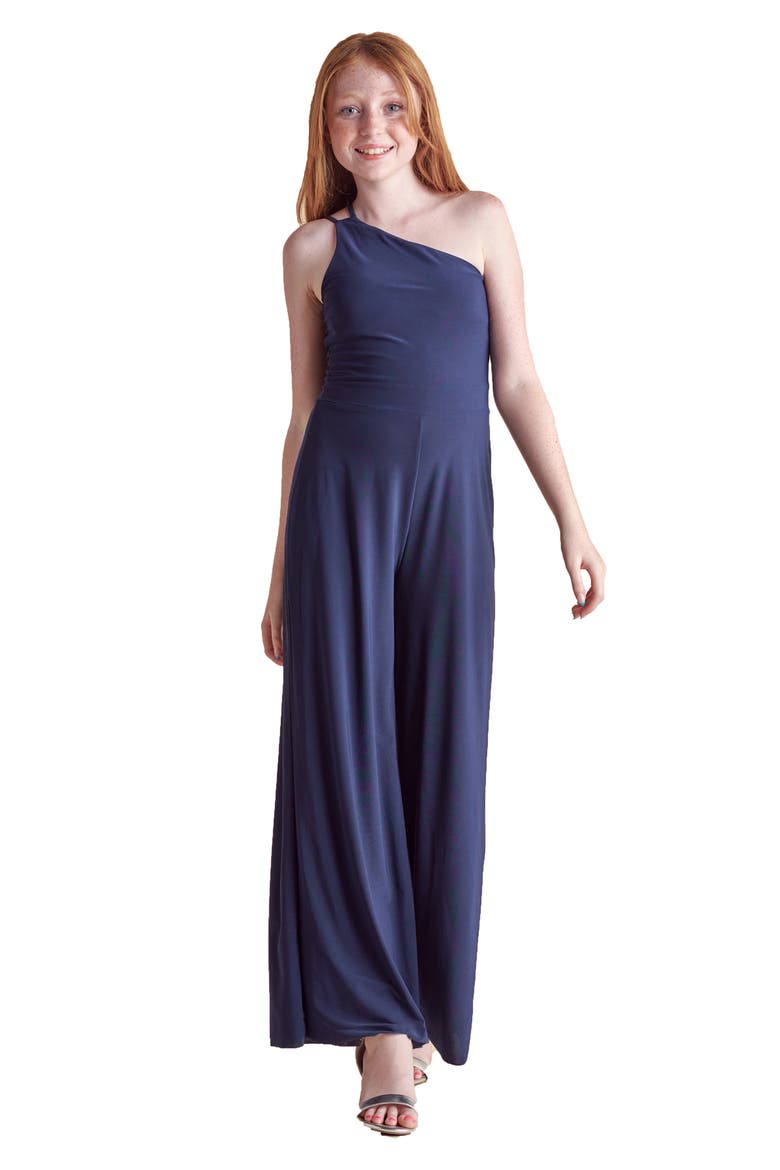 Kids' One-Shoulder Wide Leg Jumpsuit, Main, color, NAVY