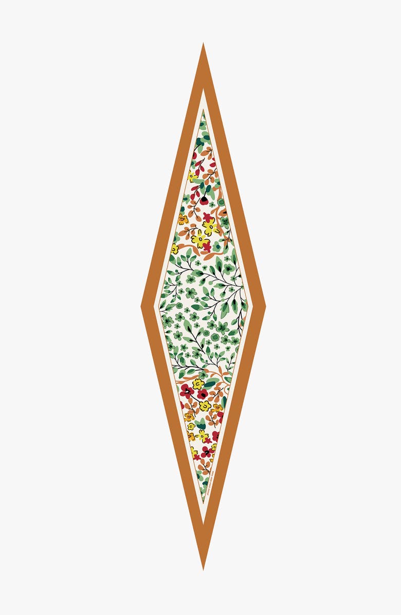 Jessie Zhao New York Silk Diamond Scarf Of Afternoon Garden, Main, color, Brown