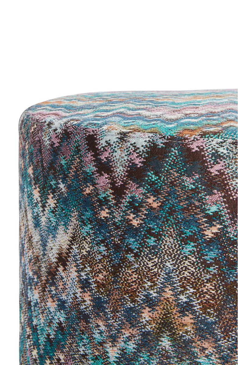 Missoni Home Parrot Cylindrical Pouffe 40x30 Cm With Zigzag Pattern, Alternate, color, Turquoise Multicoloured