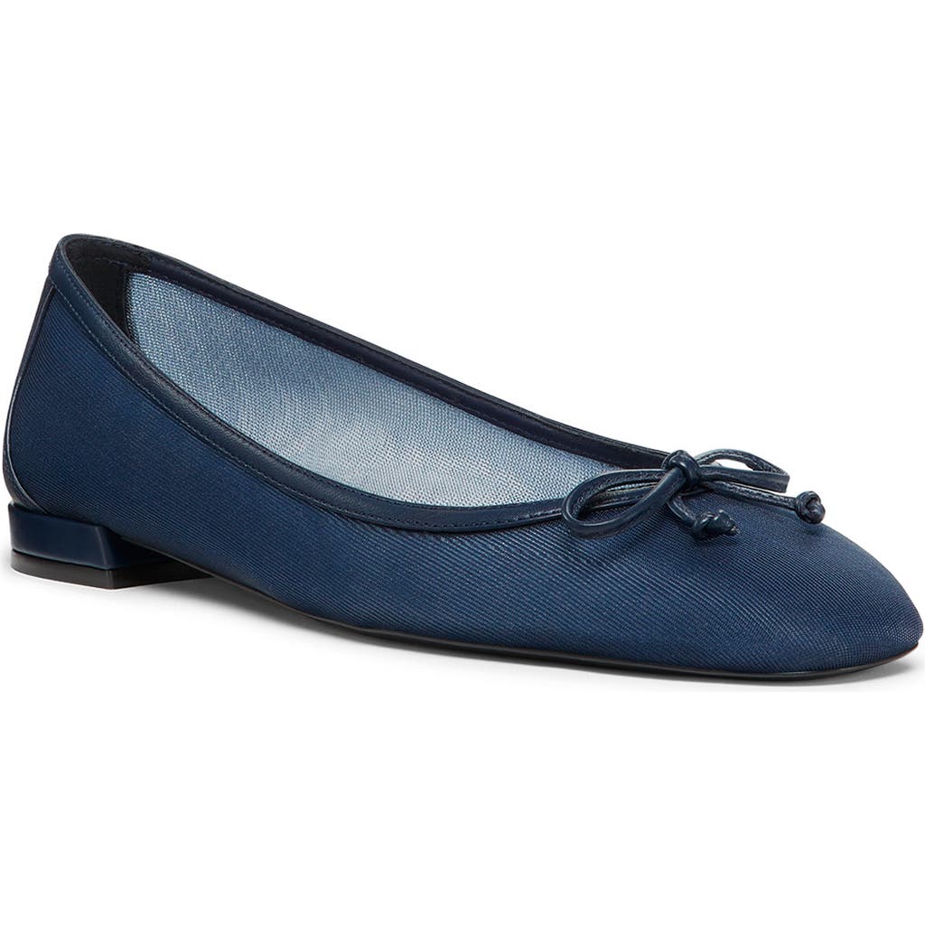 Stuart Weitzman Arabella Bow-detailed Mesh Ballet Flats In Blue