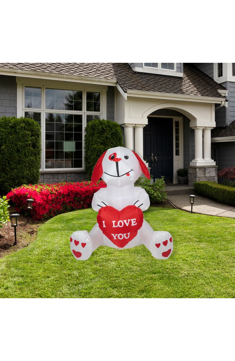 Northlight LED Lighted Inflatable Valentine's Day Doggie Outdoor Decoration - 4', Alternate, color, Red
