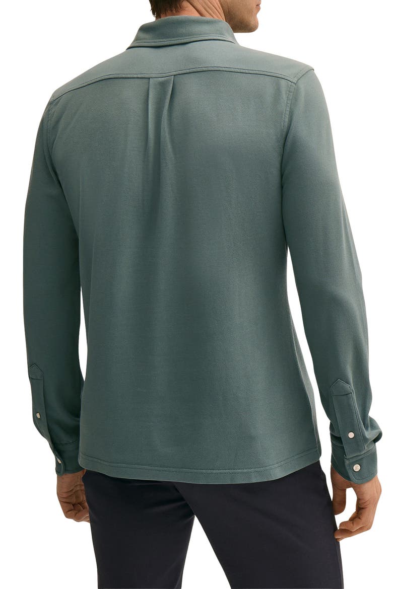 Piqué Pullover Button-Down Shirt, Alternate, color, MEDGREEN