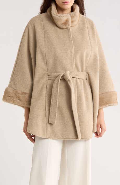 La Fiorentina Faux Fur Trim Cape