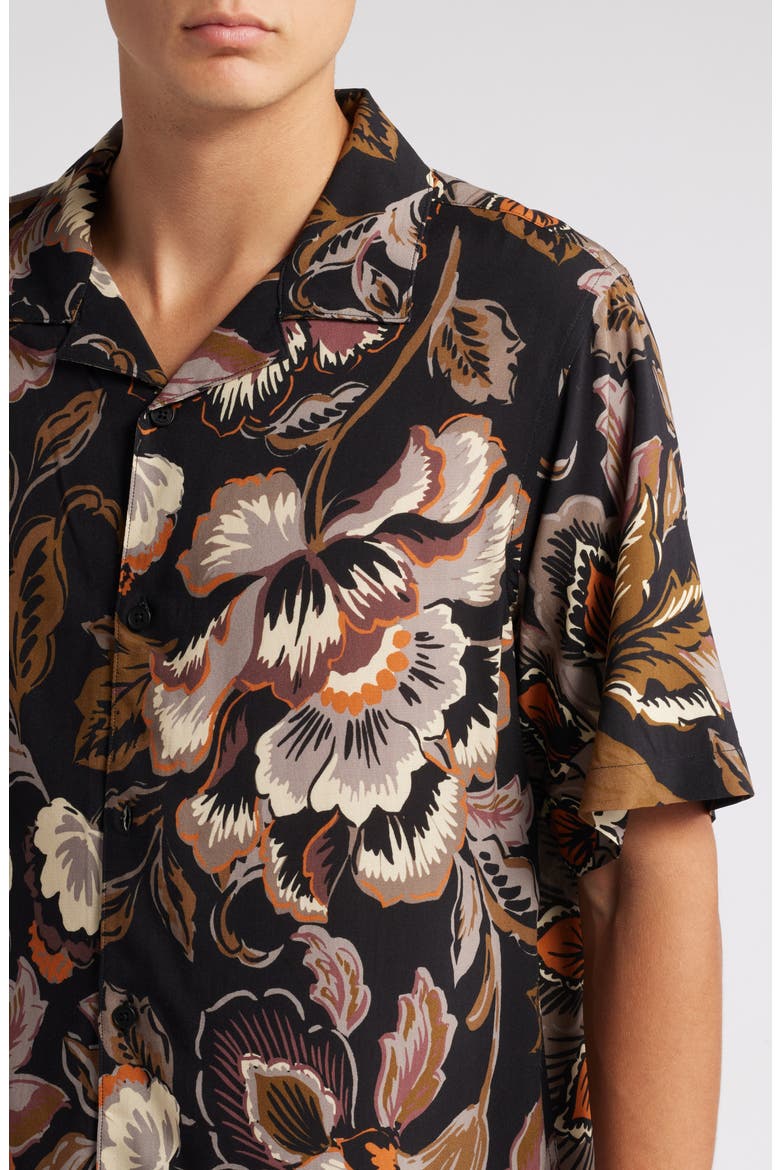 Didcot Floral Camp Shirt, Alternate, color, BLACK / MULTI