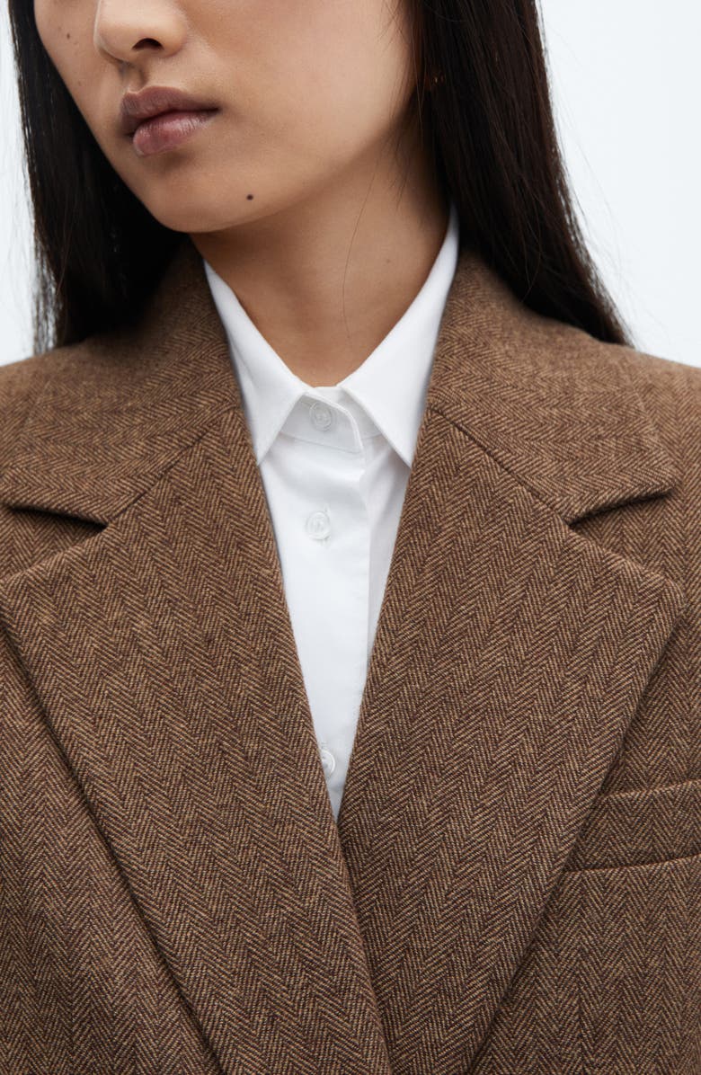 MANGO Herringbone One-Button Blazer, Alternate, color, 