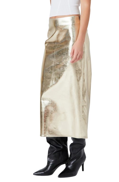 Shop Endless Rose Foil Maxi Skirt In Champagne