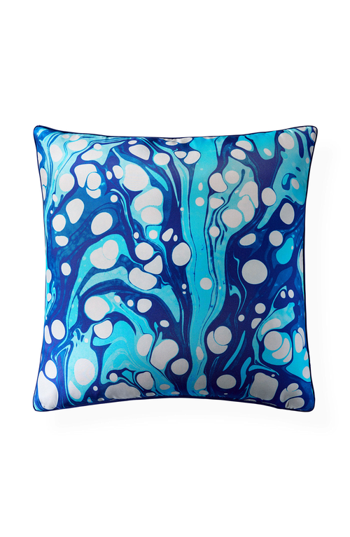 Jonathan Adler Marbleized Silk Pillow In Blue