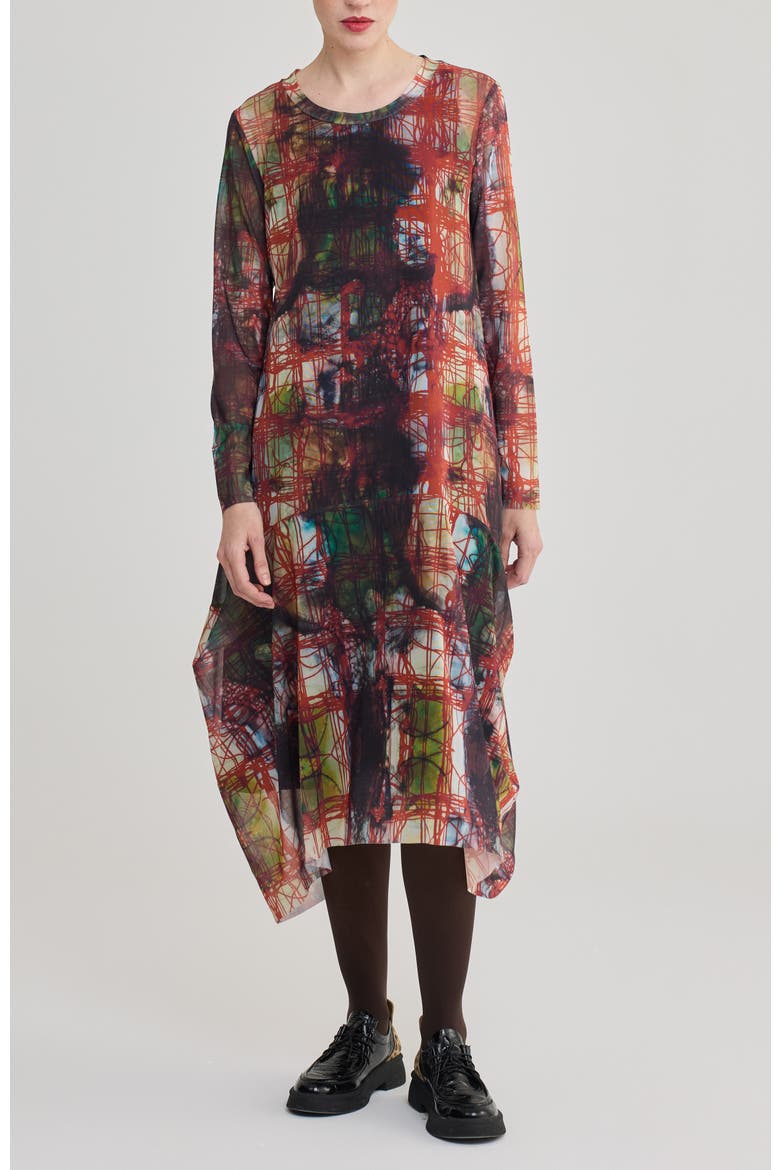 Aurore Printed Mesh Dress, Main, color, Multi-Brown