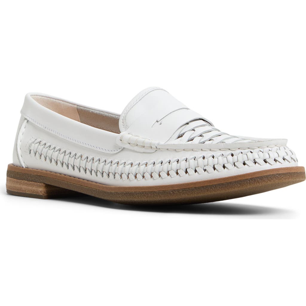 Sperry Seaport Woven Penny Loafer In White