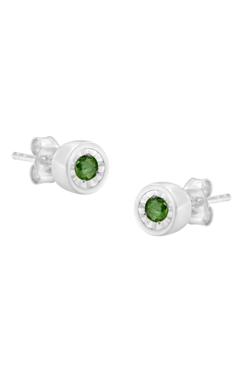 Haus of Brilliance Silver 0.15 Ct Green Diamond Miracle- Stud Earrings, Main, color, White