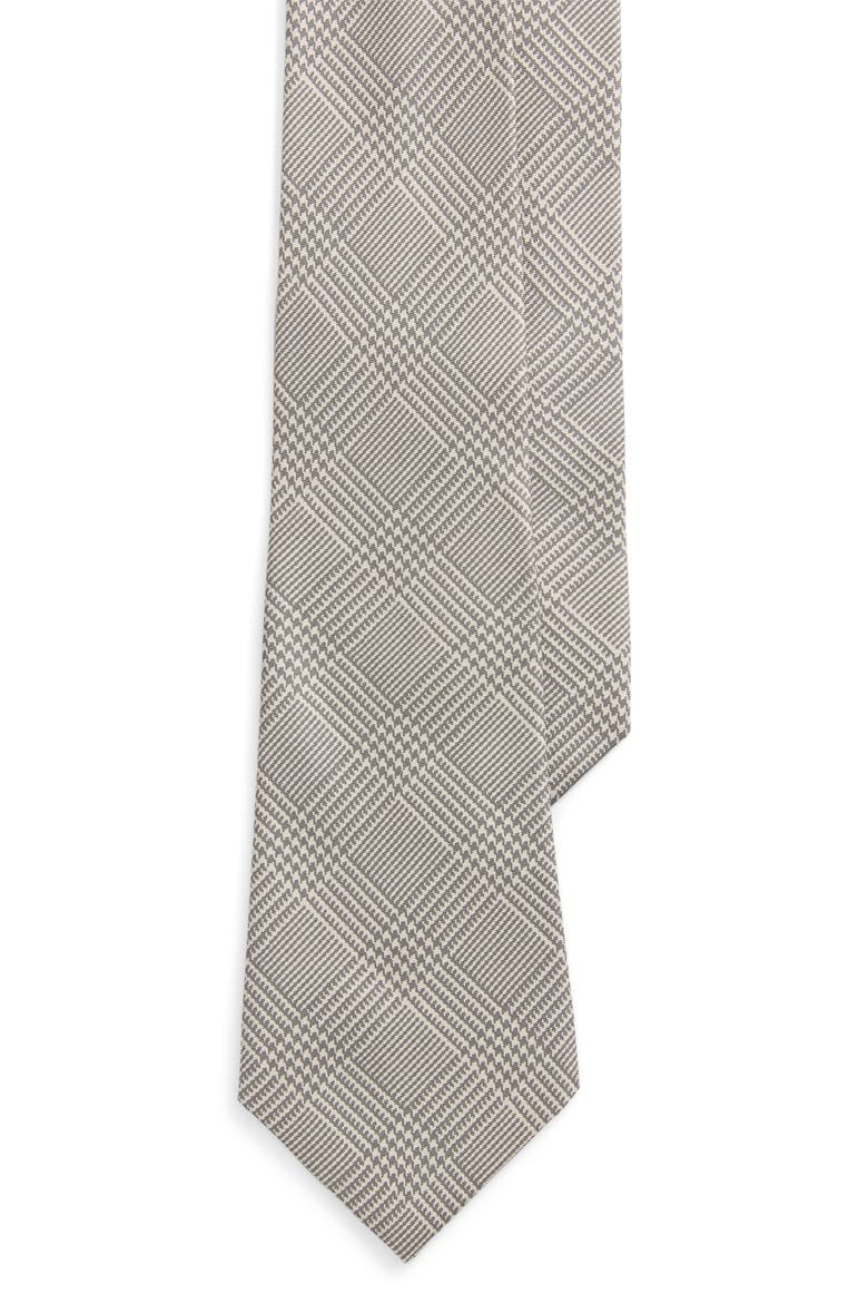 Check Silk Tie, Main, color, GREY