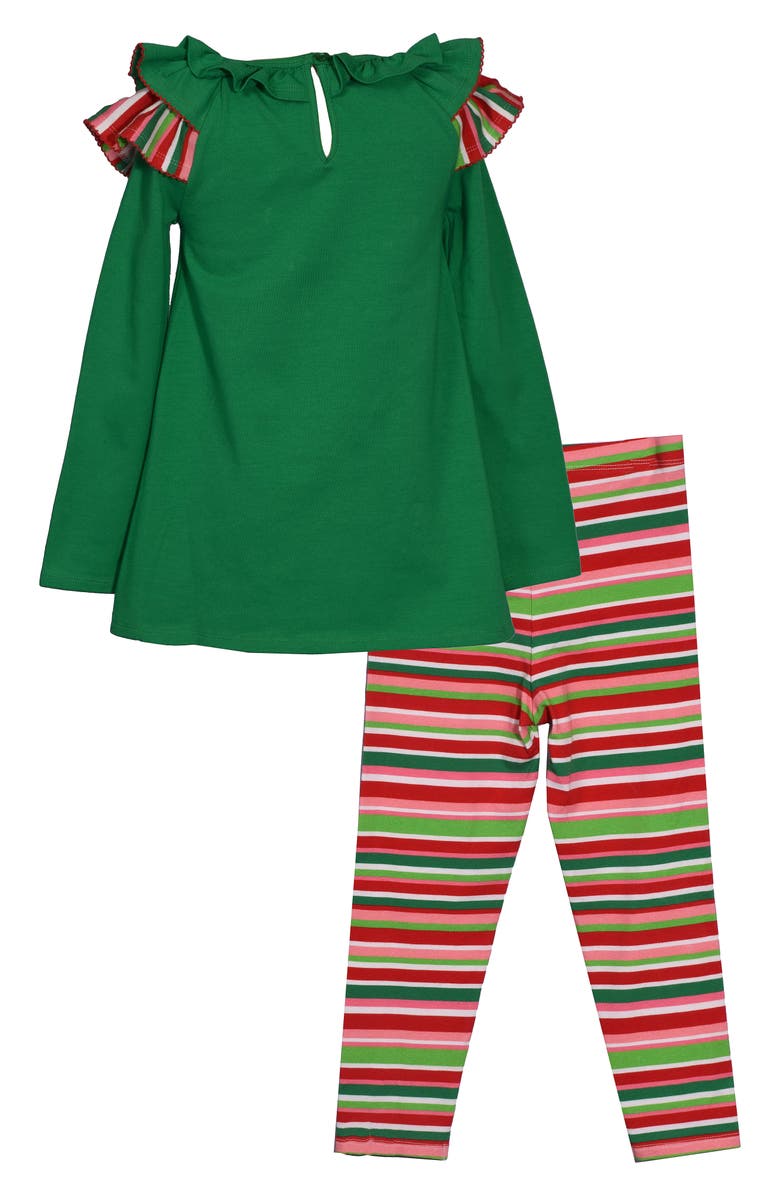 Bonnie Jean Kids' Reindeer Tunic & Leggings Set, Alternate, color, Green