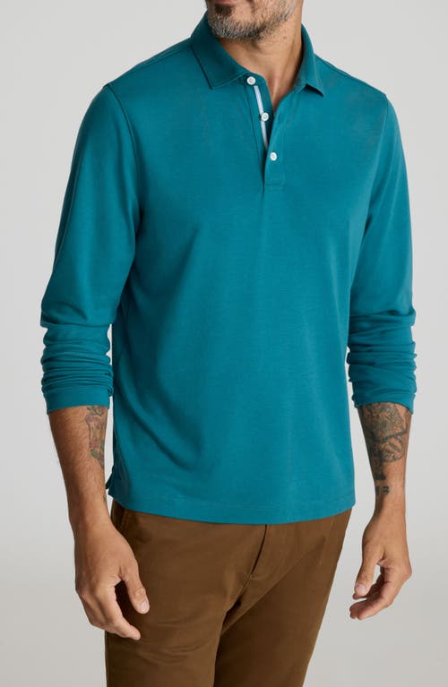 UNTUCKit Damaschino Wrinkle Free Long Sleeve Polo in Teal Blue  product