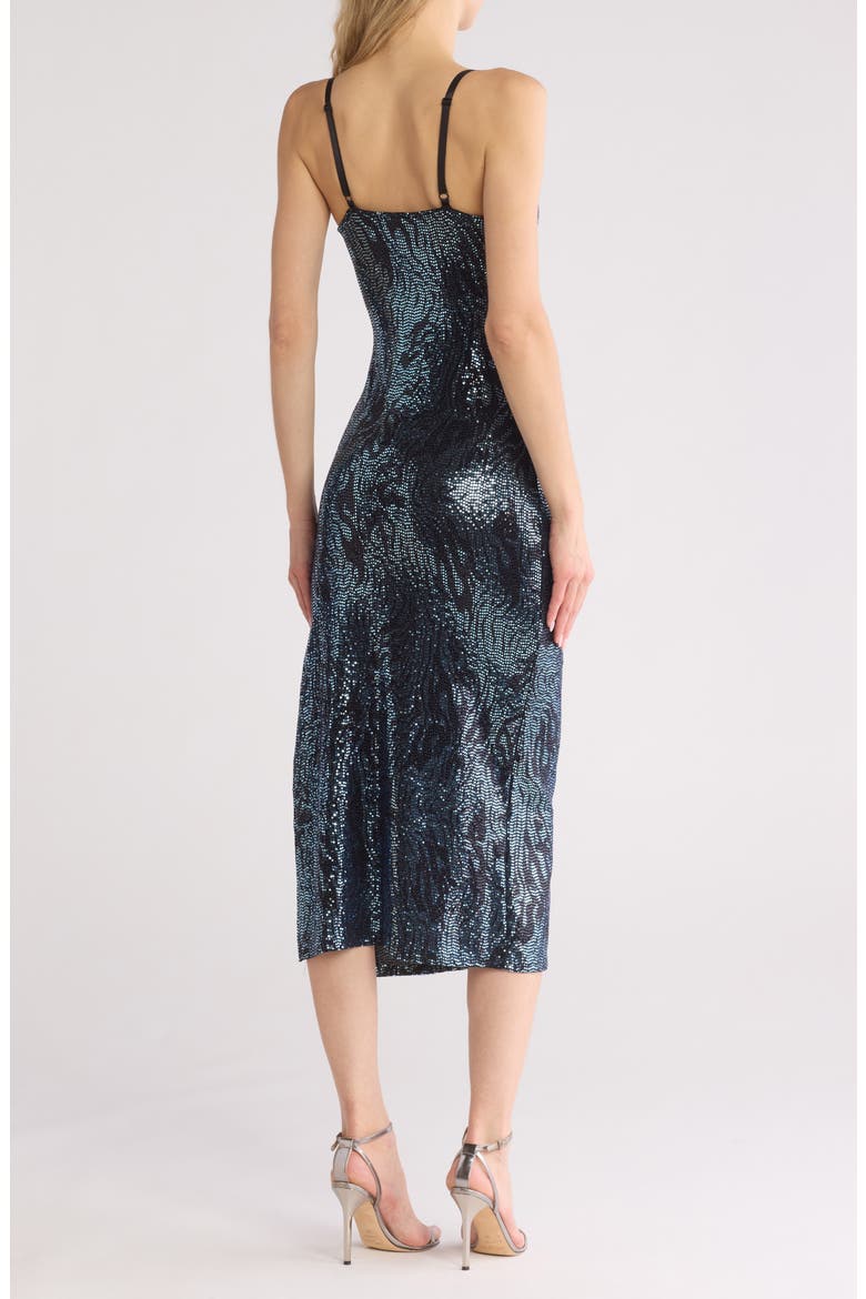 Zebra Stripe Sequin Cocktail Dress, Alternate, color, BLACK/ BLUE