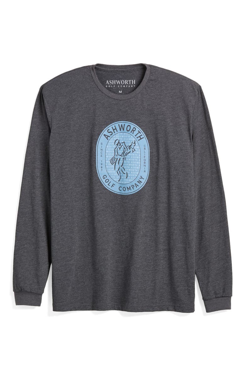 ASHWORTH GOLF LS Golfman Badge Tee, Main, color, Charcoal