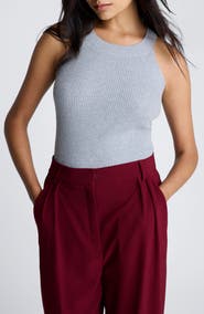 Kenneth Cole Ribbed Metallic Sleeveless Top